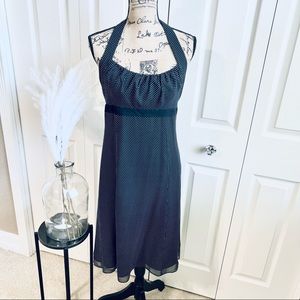 Polka dot cocktail halter dress